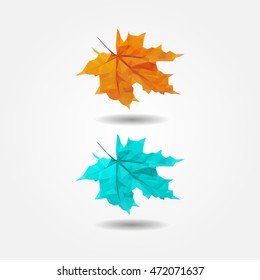Autumn yellow maple-leaf high resolution flat triangle polygon vector eps10