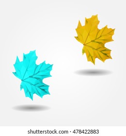Autumn yellow maple-leaf high resolution flat triangle polygon vector eps10