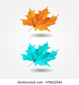 Autumn yellow maple-leaf high resolution flat triangle polygon vector eps10