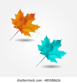 Autumn yellow maple-leaf high resolution flat triangle polygon vector eps10
