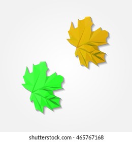 Autumn yellow maple-leaf low resolution flat triangle polygon vector eps10