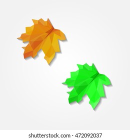Autumn yellow maple-leaf low resolution flat triangle polygon vector eps10