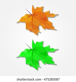 Autumn yellow maple-leaf low resolution flat triangle polygon vector eps10