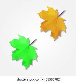 Autumn yellow maple-leaf low resolution flat triangle polygon vector eps10