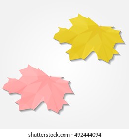 Autumn yellow maple-leaf low resolution flat triangle polygon vector eps10