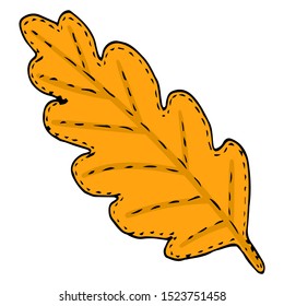 autumn yellow oak leaf in doodle style vector illustration for design and decoration