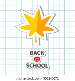 Autumn yellow and orange maple leaf Back to school Flat design Vector illustration 