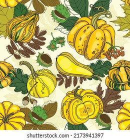 Autumn yellow Seamless pattern. Isolated on background.
