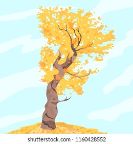 autumn yellow tree vector impressionism illustration