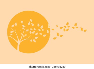 Autumn Yellow Tree Vector Nature Landscape Outdoor garden