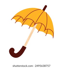 Autumn Yellow umbrella.Fall season element perfect for scrapbook, card, poster, invitation, sticker kit. Vector illustration