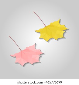 Autumn ywllow maple-leaf low resolution flat triangle polygon vector eps10