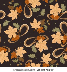 Autumnal Art Nouveau pattern. Seasonal Vintage print. Vector.
