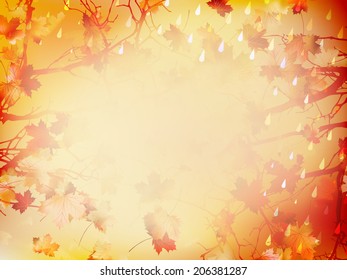 Autumnal Background with maple leaves. 