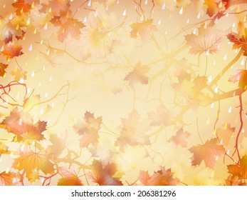 Autumnal Background with maple leaves. 