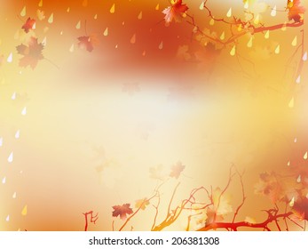 Autumnal Background with maple leaves. 