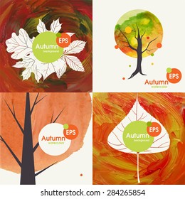 Autumnal Background Set. Vector Illustration. Eps 10
