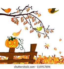 Autumnal branch - vector