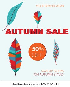 Autumnal discount with leaves. Vector