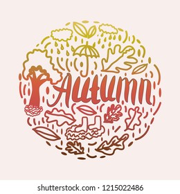 Autumnal elements with a note "Autumn" . 