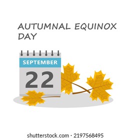 autumnal equinox day ,flat design illustration vector with white background