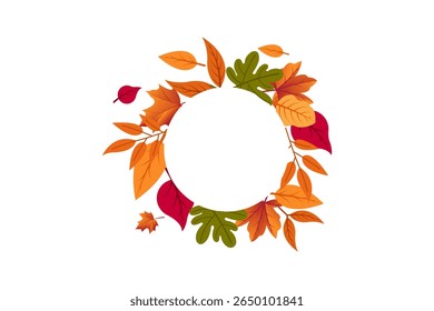 Otoño Otoño Hojas Círculo Diseño de marco Ilustración de Plantilla