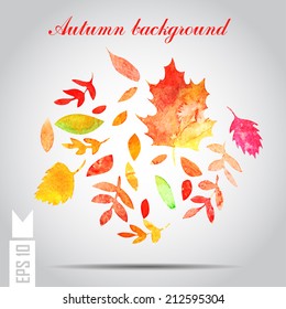 Autumnal falling leaves vector background. EPS vector  illustration