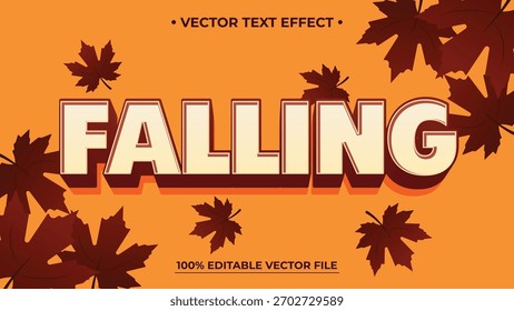 Autumnal Falling Leaves Vector Editable Text Effect on Orange Background