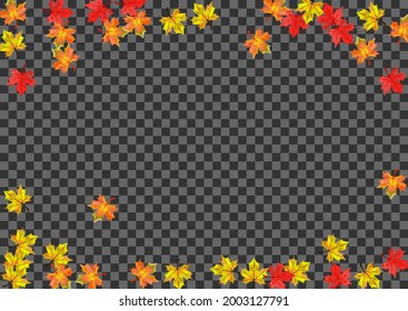 Autumnal Floral Background Transparent Vector. Leaves October Card. Colorful Forest Foliage. Beautiful Leaf Texture.