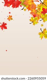 Autumnal Foliage Background BeigeVector. Floral Decor Design. Golden Realistic Leaves. Ground Plant Illustration.