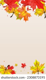 Autumnal Foliage Background BeigeVector. Leaves Decor Card. Yellow Ground Leaf. October Plant Design.