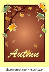 Autumnal frame with bright maple leaves