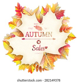 Autumnal frame with fallen leafs. EPS 10 vector file included