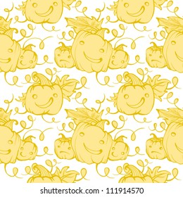 Autumnal funny pumpkins. Vector illustration./Halloween pumpkin pattern. Vector./Pumpkin Background seamless pattern