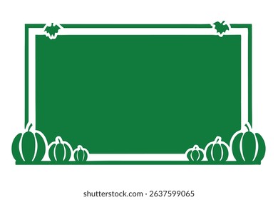 Autumnal green pumpkins and leaves decorative frame with transparency design