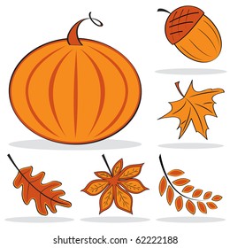 Autumnal icon set. Vector illustration