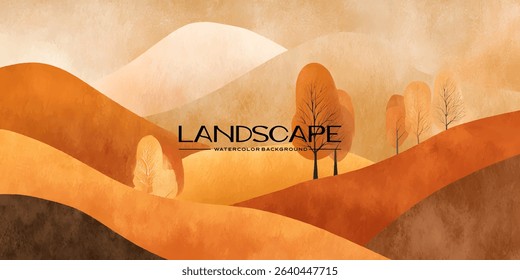 Autumnal landscape with muted colors and rolling hills.