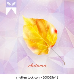 Autumnal leaf background made of triangles Retro background. EPS10