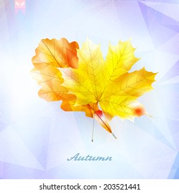 Autumnal leaf background made of triangles Retro background. EPS10