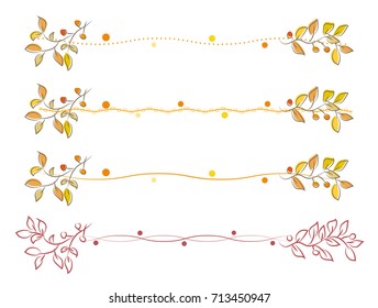 Autumnal leaf line frame set /  Illustration material of Vector