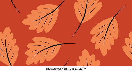 Autumnal Leaf Motif Seamless Pattern