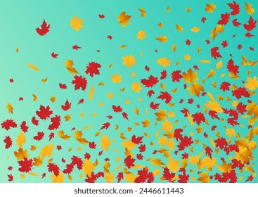 Fondo azul de Vector de hojas de otoño. Textura vegetal realista. Tarjeta floral Abstractas ocre. Ilustración de noviembre.