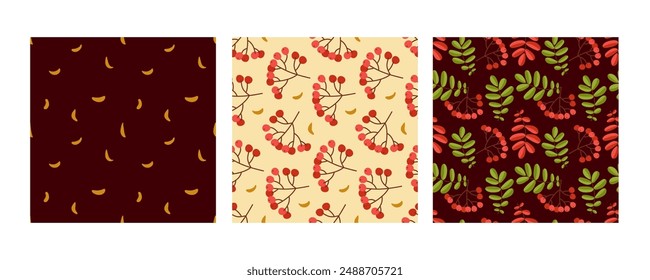 Autumnal leafs seamless pattern. Hand drawn vector pattern.