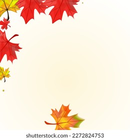 Sale de otoño con fondo BeigeVector. Plantilla de temporada de follaje. Planta De Árboles Naranja. Diseñar textura floral.