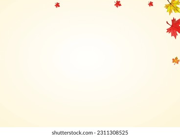 Autumnal Leaves Background BeigeVector. Foliage Flying Design. Ocher Shape Plant. Design Leaf Frame.