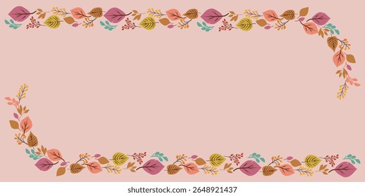 Autumnal leaves decoration banner, Colorful autumn natural elements. autumnal background for seasonal design and thanks giving design. Vector illustration.
