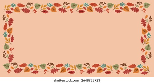 Autumnal leaves decoration banner, Colorful autumn natural elements. autumnal background for seasonal design and thanks giving design. Vector illustration.