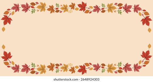 Autumnal leaves decoration banner, Colorful autumn natural elements. autumnal background for seasonal design and thanks giving design. Vector illustration.