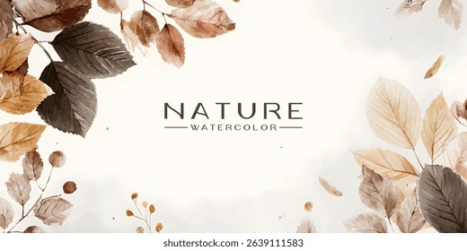 Autumnal leaves in muted tones, rendered with watercolor style.
