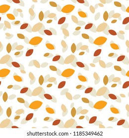 Autumnal leaves seamless pattern. Vector illustration in brown, yellow and orange colors